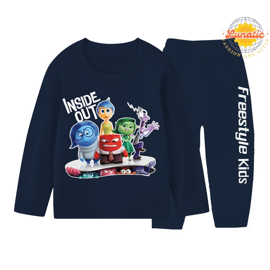 ชุดนอนแขนยาวสําหรับเด็กชายและเด็กหญิง ขนาด 1-10 ปี INSIDE OUT AND FRIENDS motif