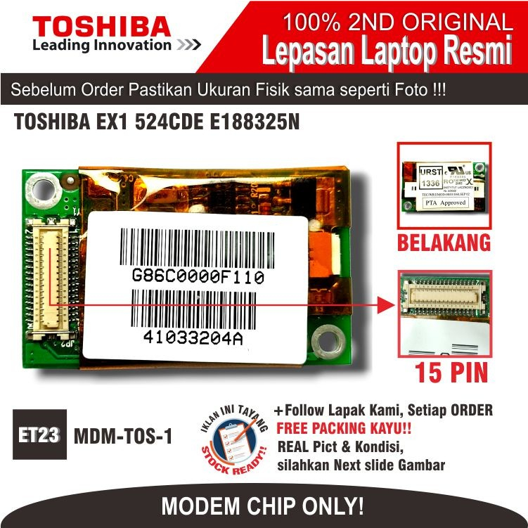 ET23 MDM-TOS-1 ชิปโมเด็มภายในแล็ปท็อป TOSHIBA EX1 524CDE E188325Nn
