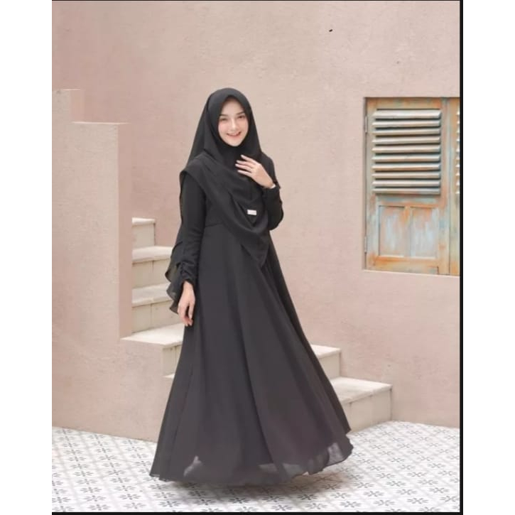 Kaisha_fashion GAMIS SYARI JILBAB ชุด 2 ชั้น BUSUI POLOS MAXI PARTY DRESS ใหม่ล่าสุดคุณภาพ