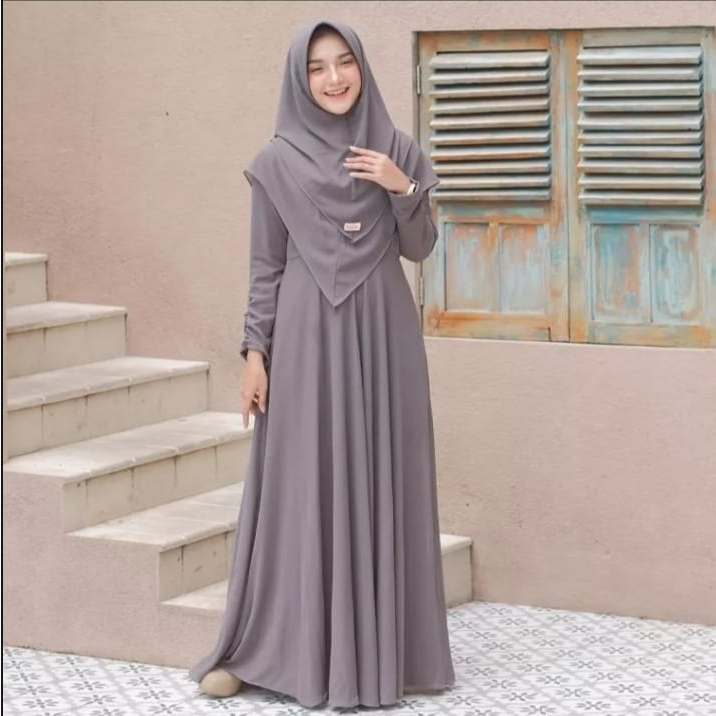 Kaisha_fashion GAMIS SYARI JILBAB ชุด 2 ชั้น BUSUI POLOS MAXI PARTY DRESS ใหม่ล่าสุดคุณภาพ
