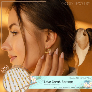 Good Jewelry – Love Sarah ต่างหูทองเหลือง ชุบทอง 18K เครื่องประดับ ต่างหูไทเทเนียม รับประกันชื่อ