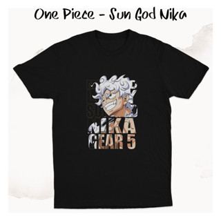 เสื้อยืด พิมพ์ลายอนิเมะวันพีช Luffy Sun God Nika Gear 5th K0356