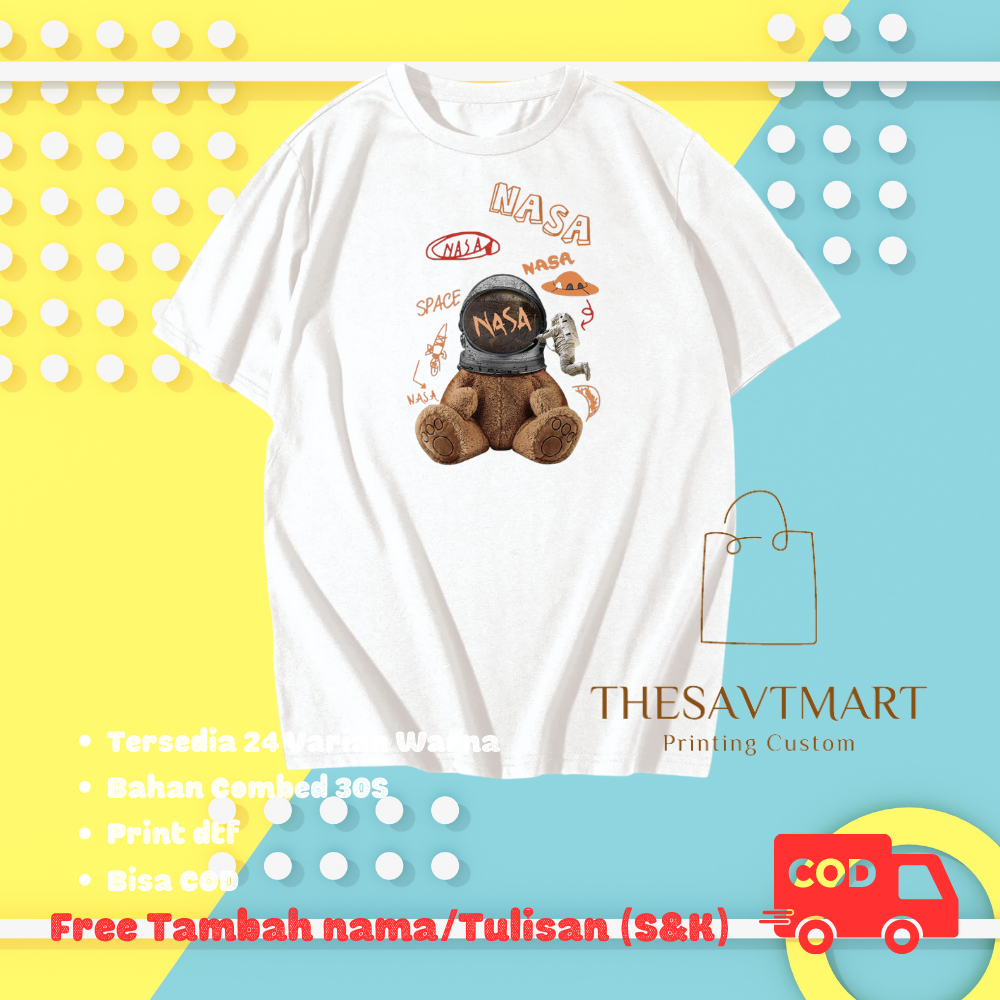 NASA BEAR เสื้อยืดสําหรับเด็กและผู้ใหญ่ - เสื้อยืดที่กําหนดเอง - เสื้อยืด