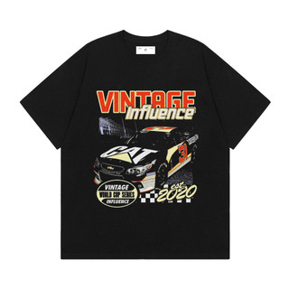 HEARTNESS Kaos Streetwear Pria Wanita Vintage Influence Cotton Combed 24s