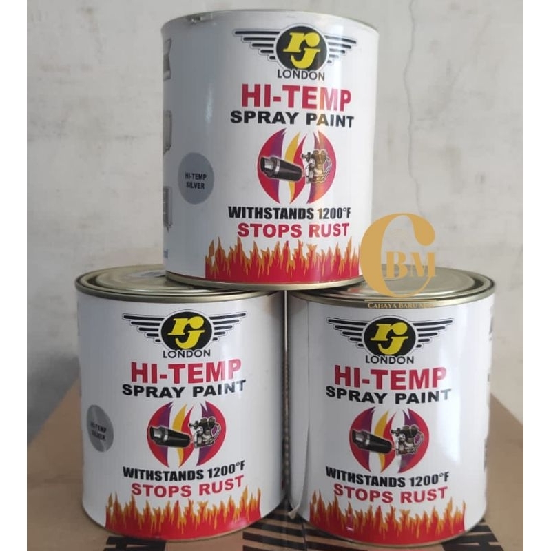 MESIN RJ LONDON Hi Temp Paint Anti-Heat Paint 1Kg 800Ml สีไอเสียไอเสียสีเครื่องยนต์บล็อกสีเงินสีดําส