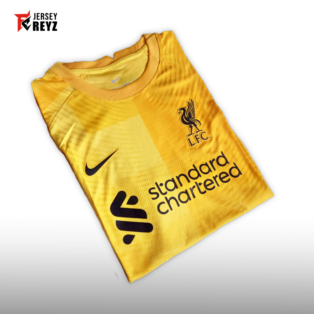 เสื้อกีฬาแขนสั้น ลายทีมผู้รักษาประตูลิเวอร์พูล GK สีเหลือง 2021/2022 21/22