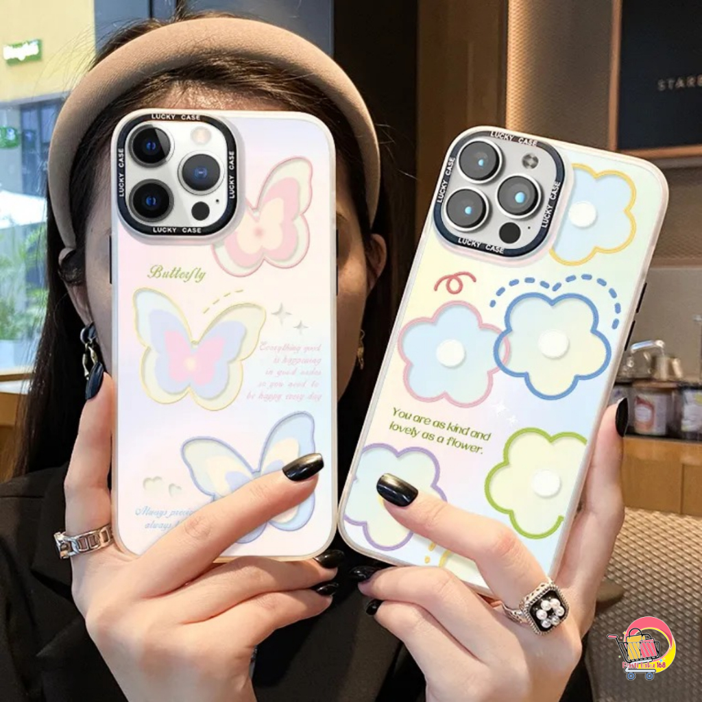 SS854 SILICONE CASE CASING IMD FLOWER HOLOGRAM POLYCARBONATE สําหรับ OPPO A3X A5 A3 A6 PRO A60 A71 A