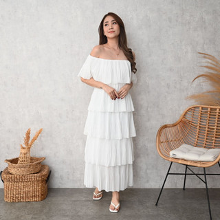 POMPOM SABRINA PANJANG 5 LAYER | Dress Pesta | Dress Casual Maxi