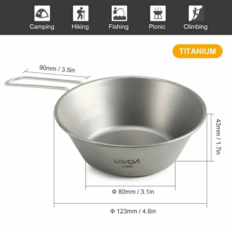 SIERRA BOWL FOLDING STAINLESS STEEL TITANIUM ULTRALIGHT CAMPING PICNIC TRAVELLING ORIGINAL LIXADA