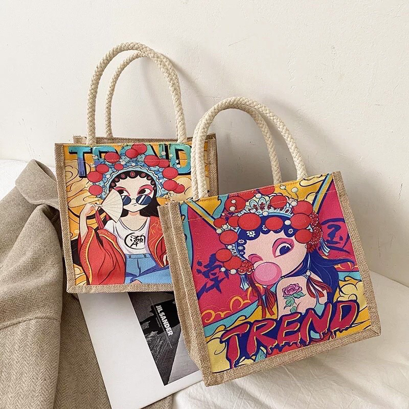 Renoir Mini CANVAS Bag POP ART - กระเป๋ากล่องข้าว Small Tote Bag Mini Tote Bag CANVAS Bag Small Bag 