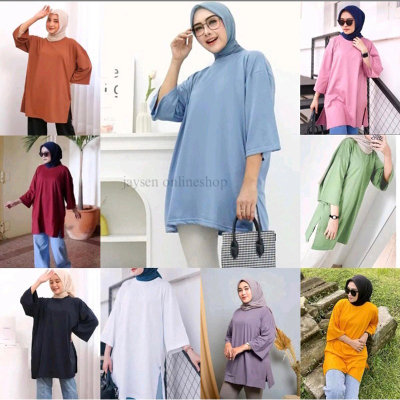 Jaysen onlineshop- Tops kos oversize Viral jumbo ld130cm-140cm/kaos oversize basic Sleeve 7/8/basic 