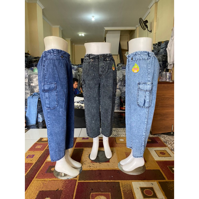 [Saka Jeans] กางเกงยีนส์ขายาวผู้หญิง LUNA VR CARGO ORI เอวยางยืด