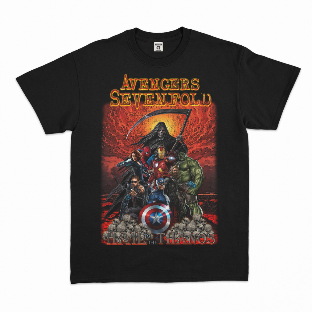 เสื้อยืด | เสื้อยืด เสื้อยืด | วงดนตรี | AVENGED SEVENFOLD | ปาโรดี้ | AVENGERS AVENGERS | เสื้อยืด 