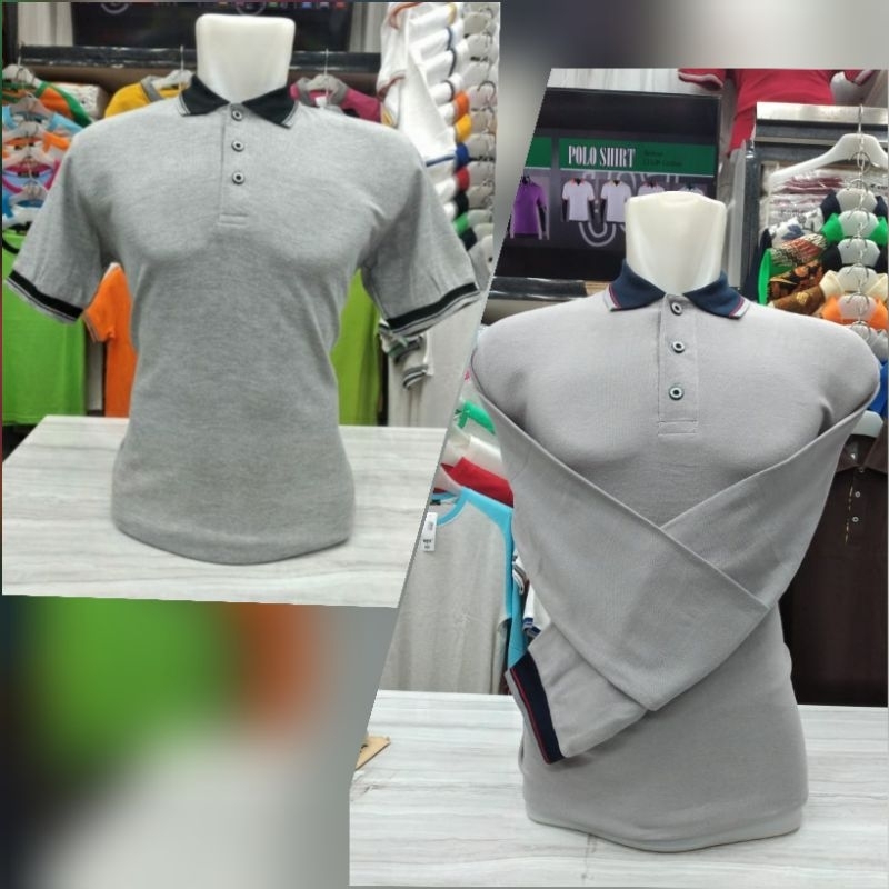 เสื้อเชิ้ตคอปกโปโลพรีเมี่ยม สีเทา k.navy ยี่ห้อ 607 prama