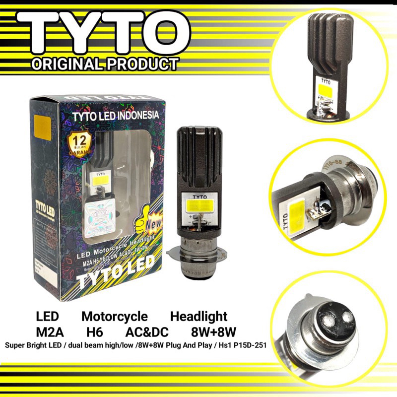 TITO 2-SIDED HEADLIGHT AC DC LED TYPE M2A H6 M2B H6 สีขาวต้นฉบับ H6 BEBEK MATIC