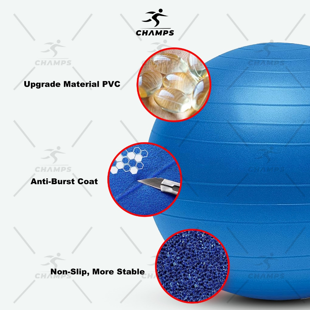 CHAMPS Gym Ball Fitness 75 Cm / Gym Ball / Yoga Ball อุปกรณ์กีฬาปั๊มฟรีอุปกรณ์กีฬา