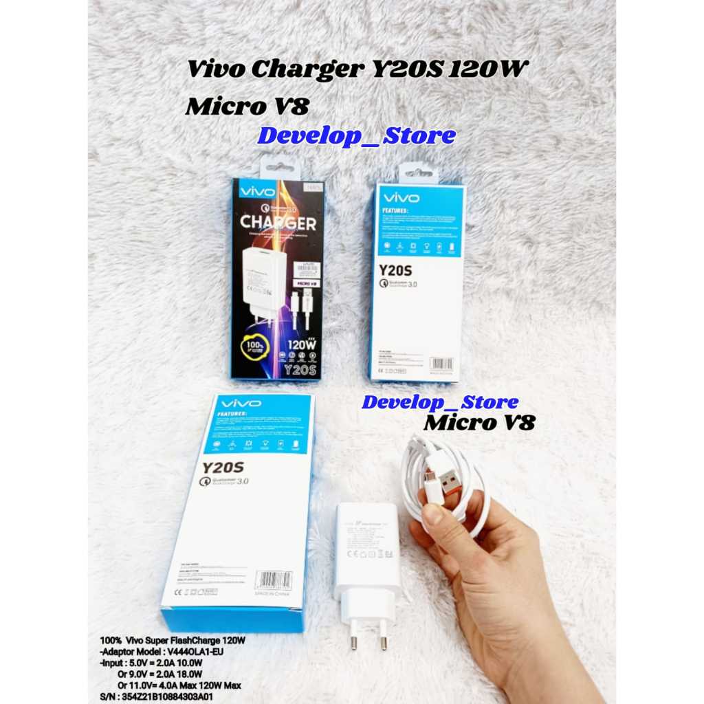 เครื่องชาร์จ Vivo Y20S 120W รองรับ FastCharging Vivo Type C Type C / Micro V8 ของแท้