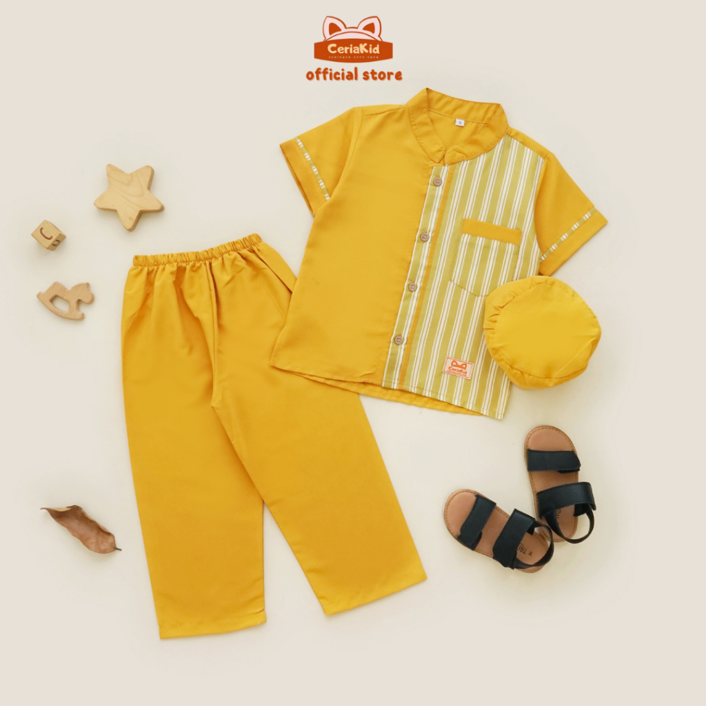 [Ceriakid] Koko Kurta Kids Suit Shirt Pants Peci Canarya 0 1 2 4 5 6 7 8 9 ปี