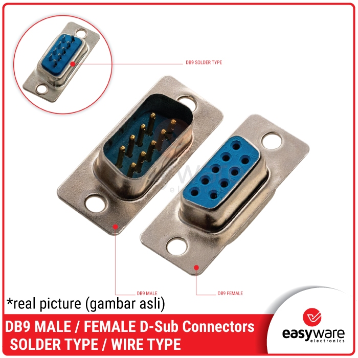 DB9 Connector RS232 Serial port Connector DB9 DB 9 Solder ชาย/หญิง