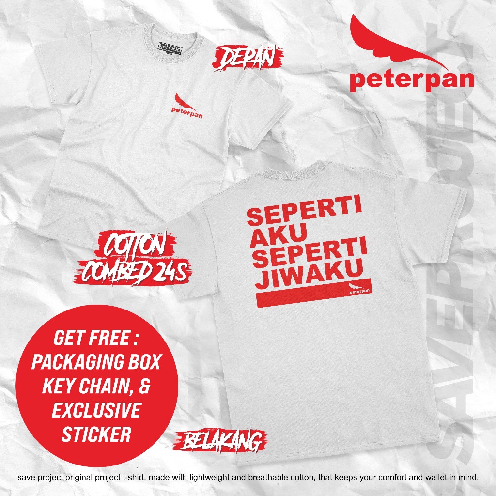 เสื้อยืด PETERPAN ชอบฉันชอบ JIWAKU/เสื้อยืด FRIENDS OF A PETERPAN/เสื้อผ้า PETERPAN/UNISEX TEE/BAJU 