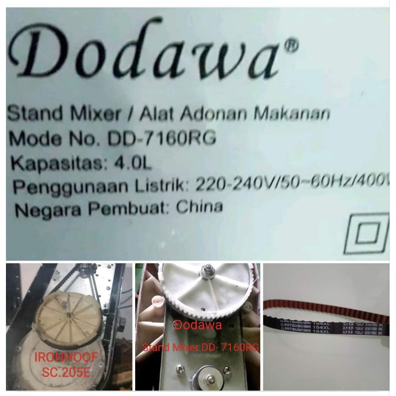 สายพานไทม์มิ่ง 164XL MIXER DODAWA Stand Mixer DD-7160RG, IRONHOOF SC