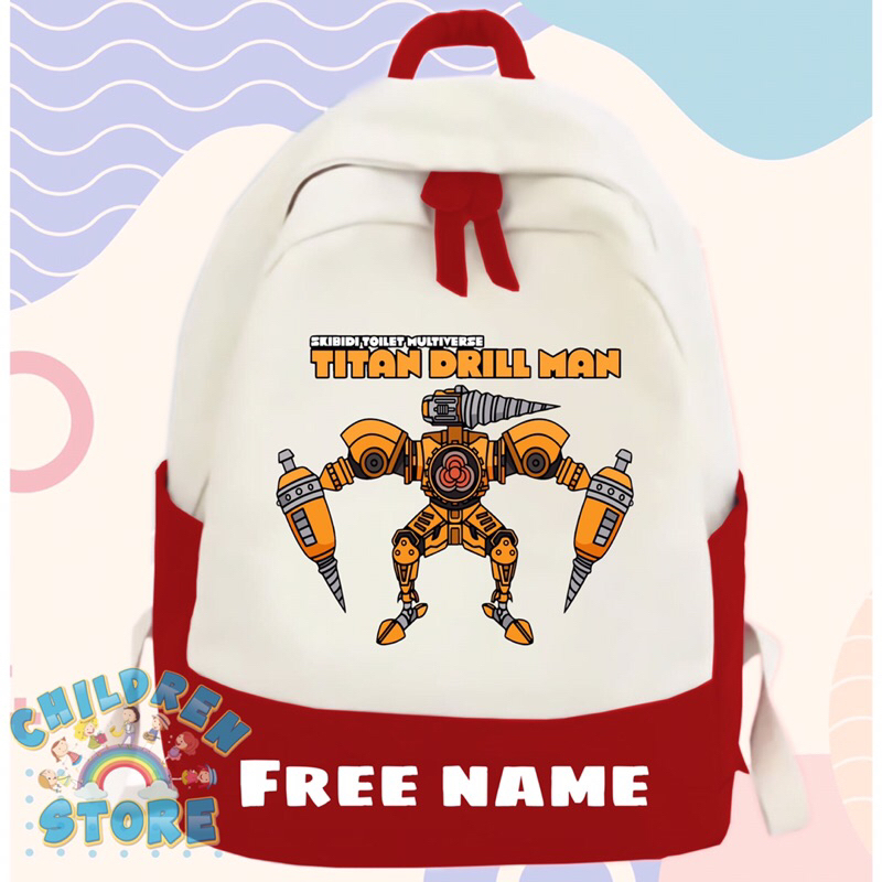 Children& 39;s BACKPACK SCHOOL BAG TITAN DRILL MAN SKBIDI MULTIVERSE Unisex ฟรี NAME