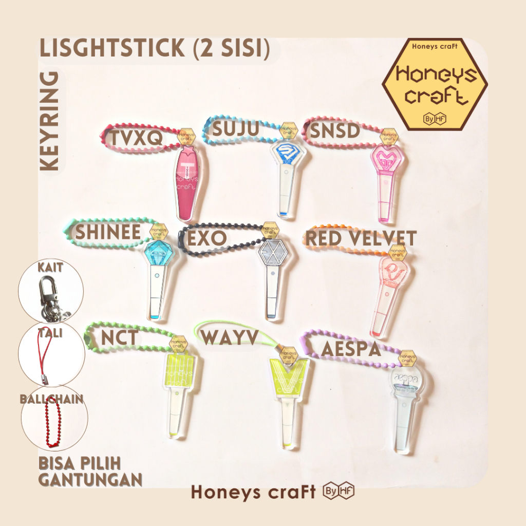 GANTUNGAN Honeys Craft - พวงกุญแจแท่งไฟ 2 ด้าน - พวงกุญแจอะคริลิค TVXQ | ซุปเปอร์จูเนียร์ซูจู | รุ่น
