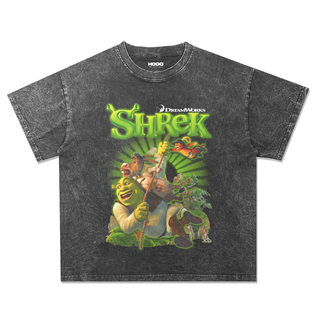 SHREK เสื้อยืดล้างหินขนาดใหญ่ / เสื้อยืด SHREK