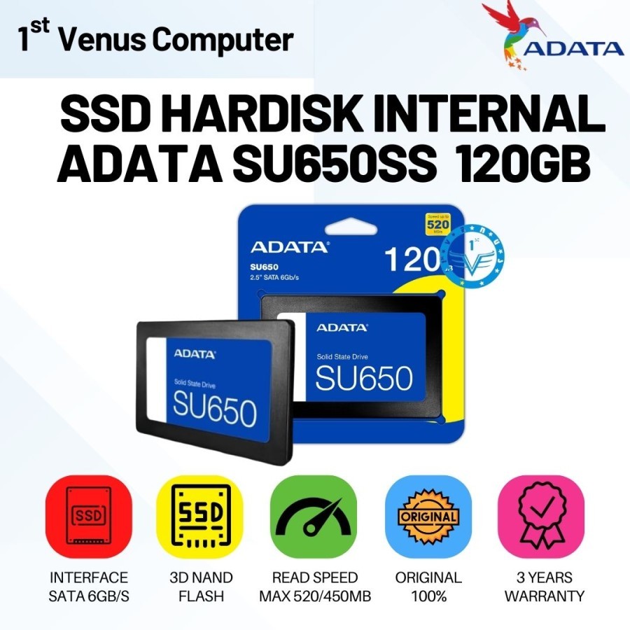 Ssd INTERNAL ADATA 120GB SU650SS 2.5"/ADATA SU650SS 120GB /MEM18-ADA