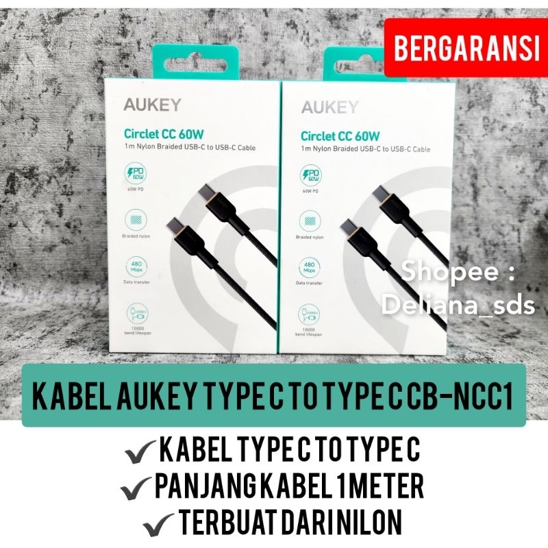 Aukey Cable CB-NCC1 Type c to Type c รับประกัน 1 เมตร สายเคเบิล Aukey Type c to Type c สายเคเบิล Aukey Type c to Type c Cable Type c to Type c Cable Type c to Type c