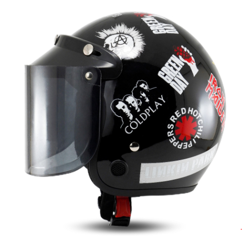 Bogo Helmet Adult Girls Boys Motorcycle Sni Classic Retro Motif Classic