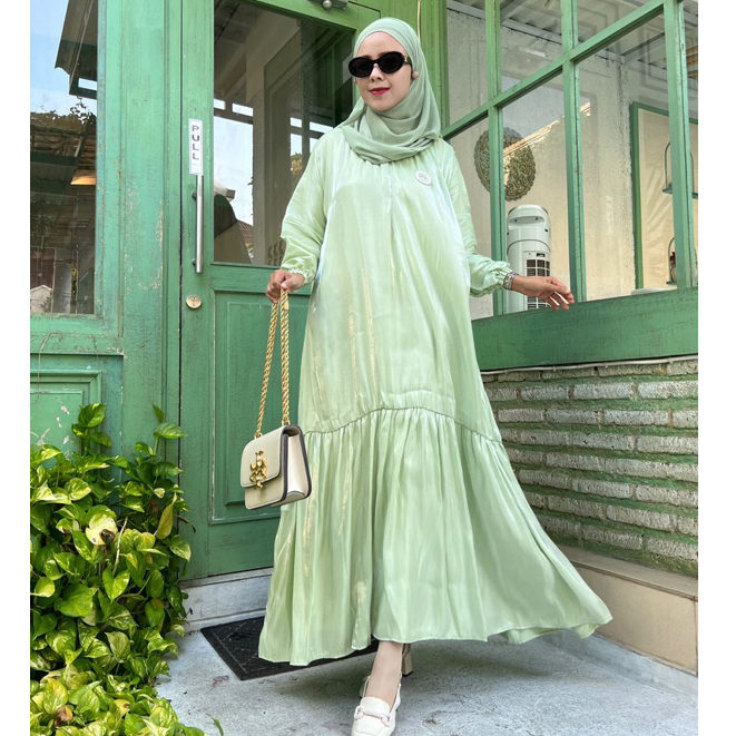 Santorini Silk Dress Shimmer Gamis Busui พรีเมี่ยมแฟชั่นมุสลิม