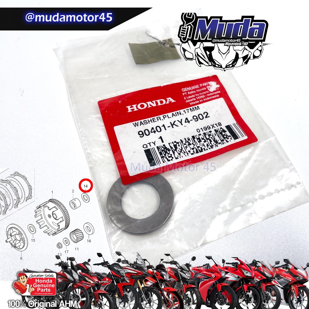 LOKAL RING RONSEL CS1 CBR150R CB150R HOUSING CLUTCH PLATE LED FACELIFT THAILAND 90401-KY4-902 WASHER