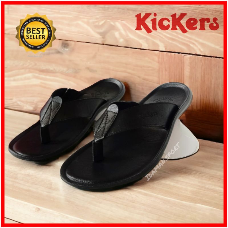 รองเท้าแตะผู้ชายอย่างเป็นทางการ Kickers Capit Leather Flip-flops / Mens Leather Casual Kickers Sandals สําหรับผู้ใหญ่