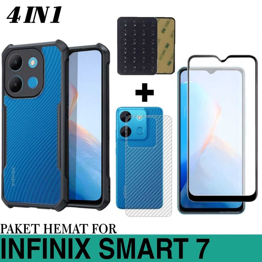 แพ็คเกจ 4IN1 CASE INFINIX SMART 7 SOFT CASE ARMOR ฟรีกระจกนิรภัย + GARSKIN และ OCTOPUS