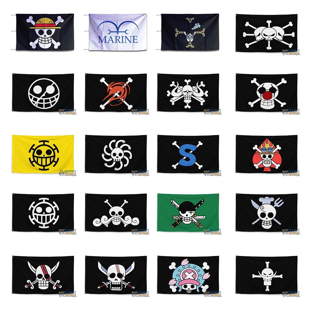One Piece Flag – Luffy Jolly Roger Flag Design for One Piece Fan – วัสดุซาติน – ขนาดเล็กถึงขนาดใหญ่
