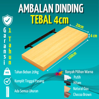 rak ambalan dinding minimalis 80cm x 20cm buku kayu tempel kosmetik kamar mandi serbaguna dapur