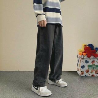 Celana Jeans Pria Panjang Snow Black - Celana Jeans Korea Style Original Loose Straight - Celana Jeans Oversize