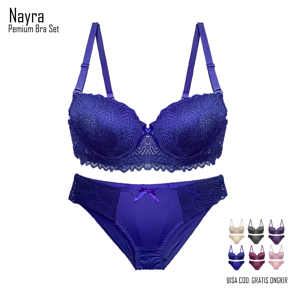 Nayra Bra Suit (BH+CD) นําเข้า Women& 39;s ชุดชั้นใน Size 34-38 AB Cup Push Up Wire