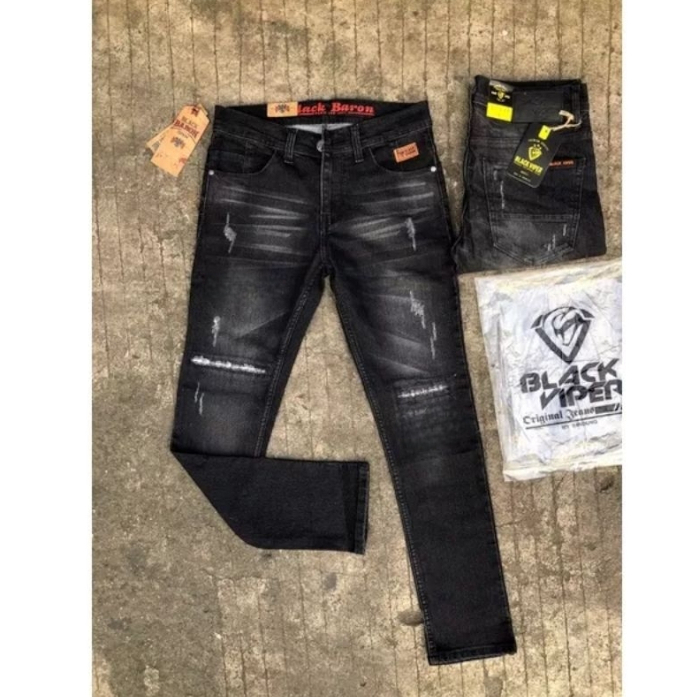 กางเกงยีนส์ผู้ชาย BLACK BARON ผ้ายีนส์ RIP STREET BIKERS ไม่ใช่ TRANSLUCENT | กางเกงขายาวผู้ชาย