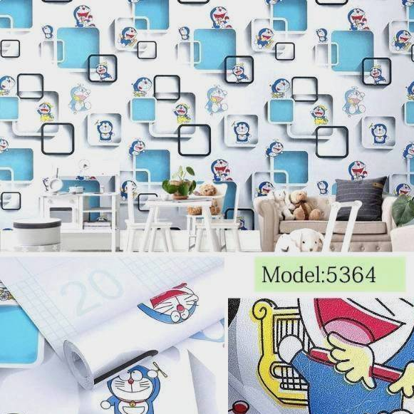 PACKAGE 2 ROLL 3D DORAEMON Motif and Character Wall Sticker วอลล์เปเปอร์ GH167 คุณภาพระดับพรีเมียม ข