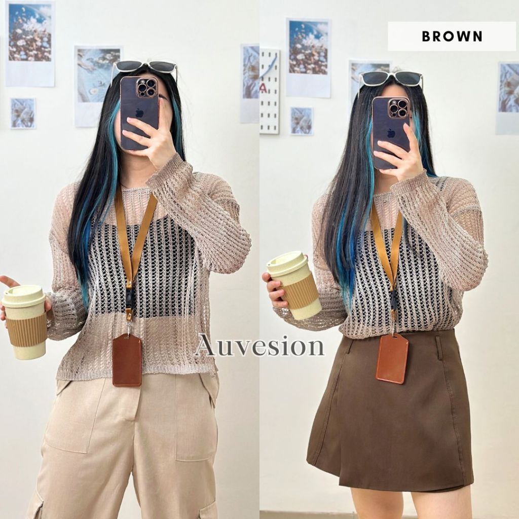 6072 Leonie Net Top ถักตาข่ายด้านบน