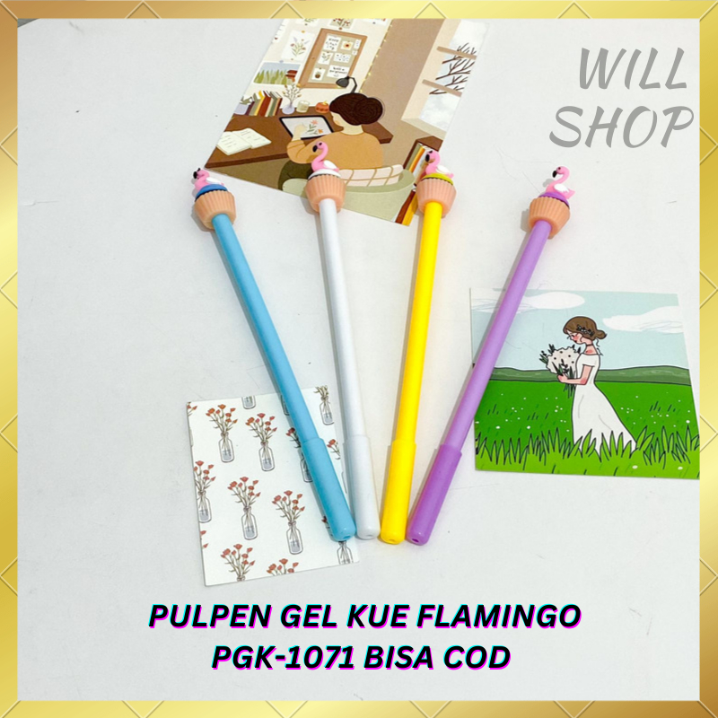 ใหม่ล่าสุด CUTE FLAMINGO CAKE GEL PEN PGK-1071 / ปากกาหมึกสีดํา UNIQUE STATIONERY ใหม่ล่าสุดและสามาร
