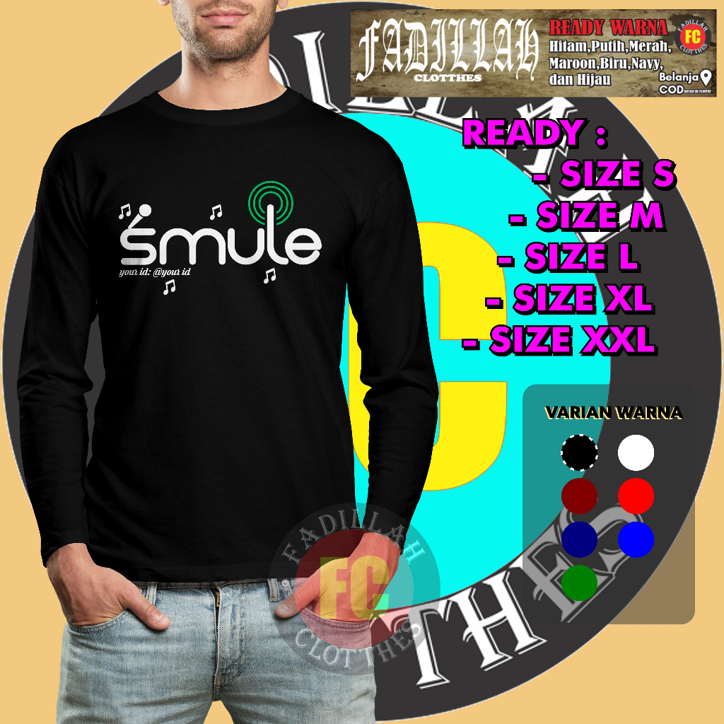 เสื้อยืดเพลง SMULE + Free your id Long sleeve Distro Clothes