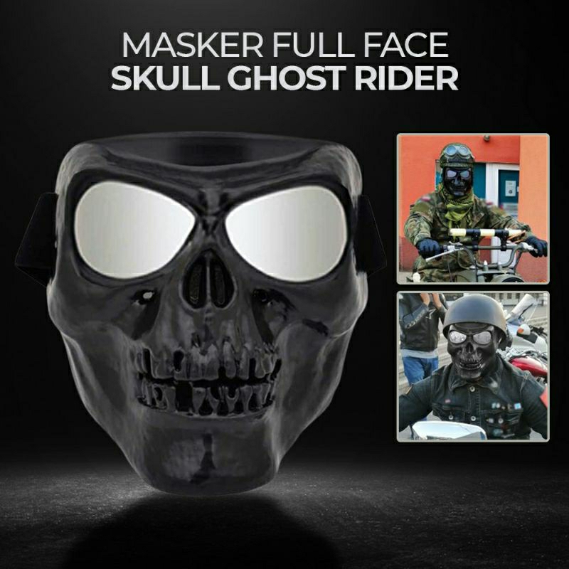 หน้ากากมอเตอร์ไซค์ A1rs0ft 9un Full Face Skull Gh0st R4ider - MT009