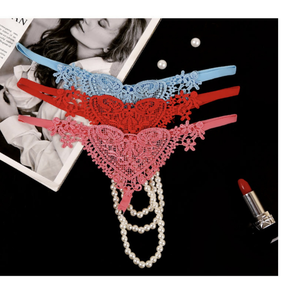 G String ผู้หญิงเซ็กซี่ Hot Pearl V Thong G String ชุดชั้นใน C1970