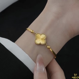 G75  Gelang  Tangan Titanium Premium Wanita Rantai Desain model melingkar Bunga Gold lapis emas 18K