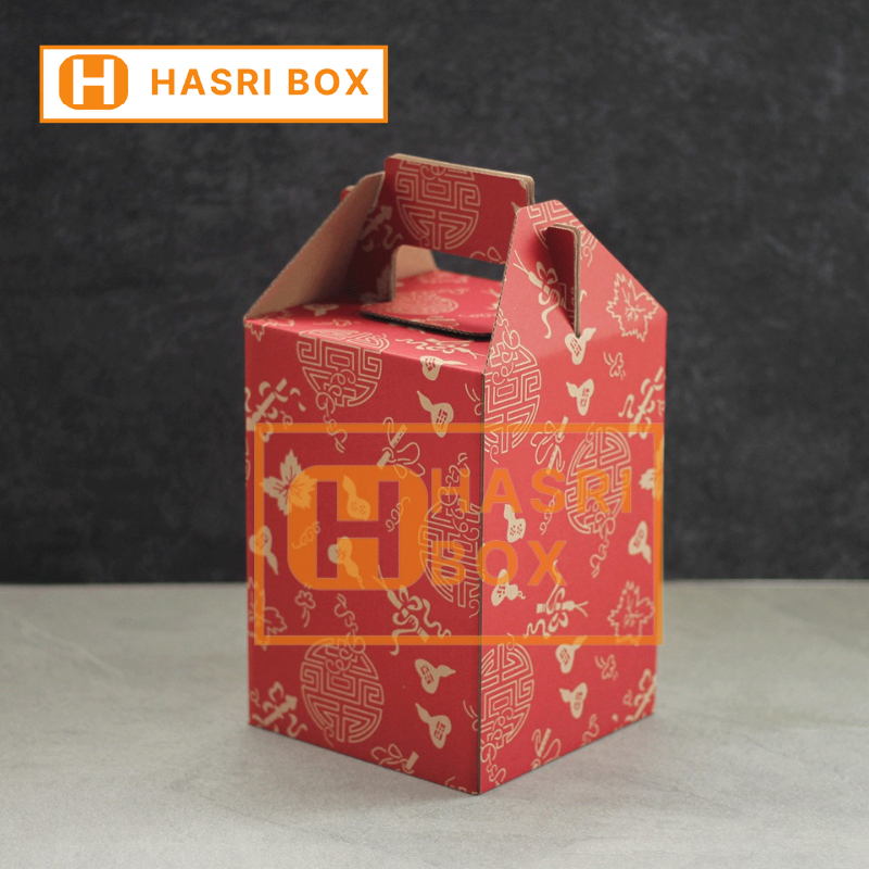 (10 ชิ้น) กล่องขวด 500gr บรรจุ 3 กล่องตรุษจีน Tote Jars ขนมอบ Sincia กระดาษแข็งพัสดุ 14x14x20 ซม. Cn