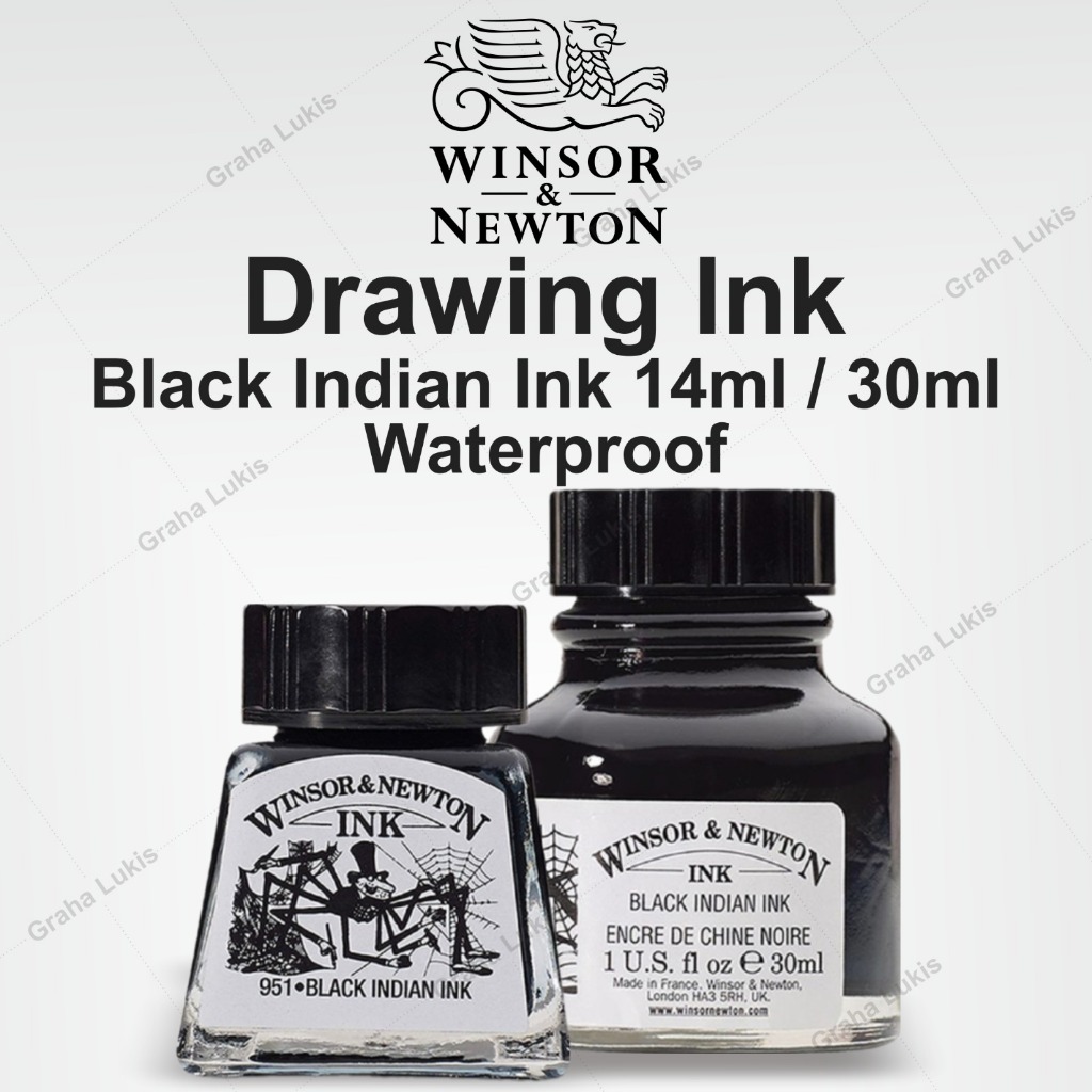 Winsor & Newton หมึกอินเดีย สีดํา กันน้ํา 14 มล. 30 มล.