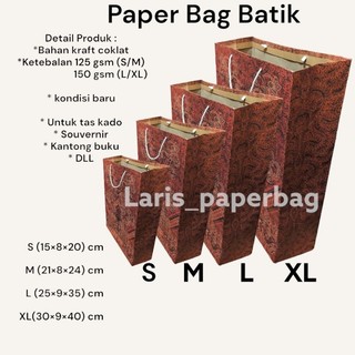 Grosir/ecer Paper Bag Batik/Hitam Souvenir Ukuran S M L XL